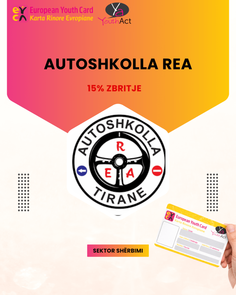 Autoshkolla Rea 15% discount on current offers for EYCA cardholders