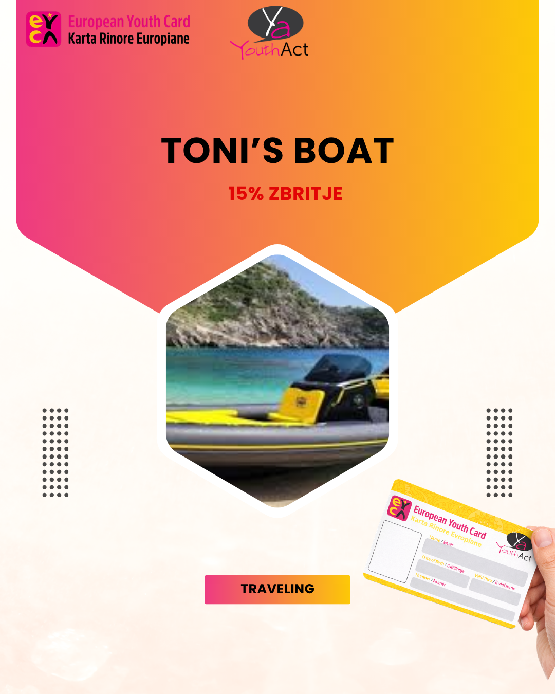 Toni's Boat 15% Discount for EYCA cardholders