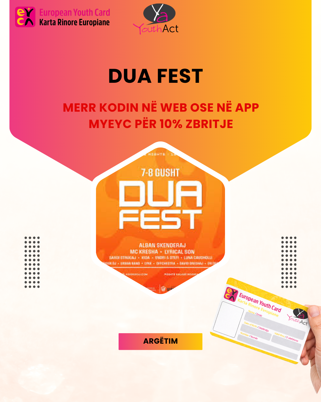 DUA FEST 10% discount for all EYCA cardholders, get the voucher code in the app and get the discount