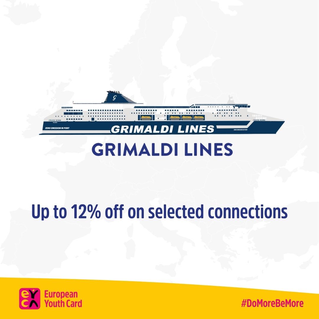 12% discount on the purchase of sea connections from Grimaldi Lines to Italy, Sardinia, Greece, Sicily and Tunisia